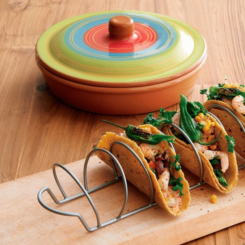 Crate & Barrel Taco Metal Wire Taco Serving Racks, Two